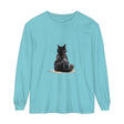 Black Cat Watercolor Unisex Long Sleeve T-Shirt featuring a striking watercolor design of a black cat on a comfortable, versatile long sleeve shirt