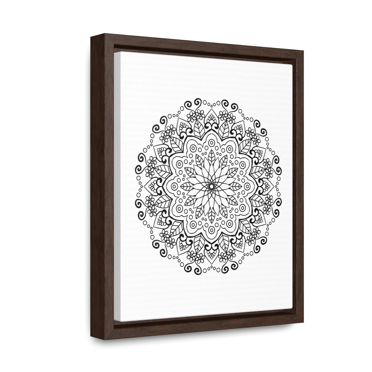 Handcrafted black and white mandala art on gallery canvas wraps