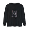 Black Cat Watercolor design on a comfortable and stylish unisex long sleeve t-shirt