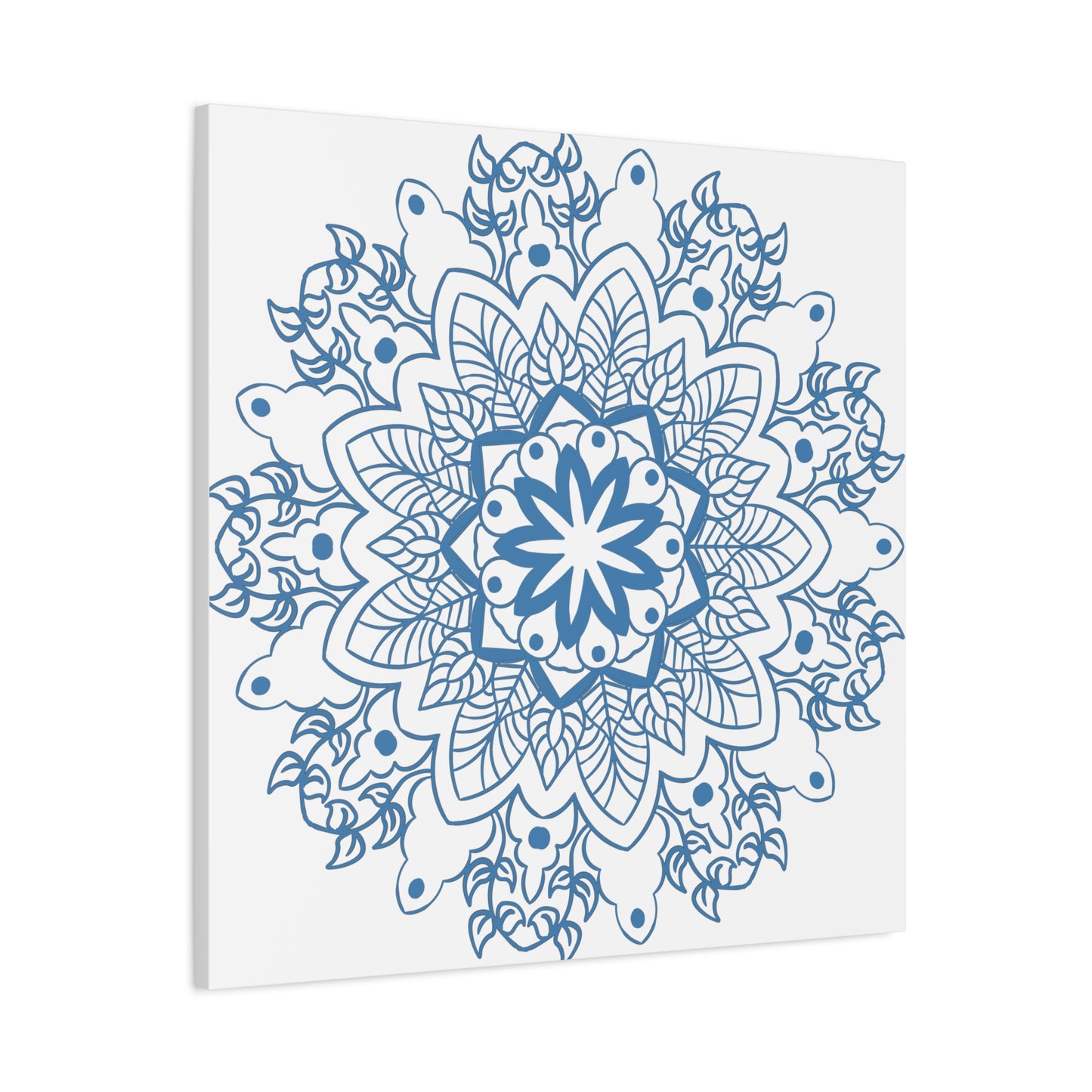 Handmade steel blue mandala design wall art on matte canvas