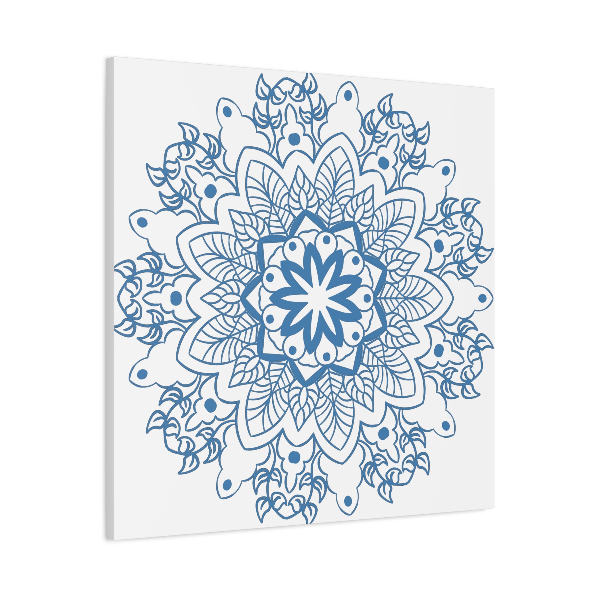 Handmade steel blue mandala design wall art on matte canvas