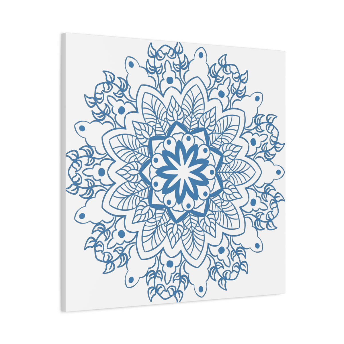 Handmade steel blue mandala design wall art on matte canvas