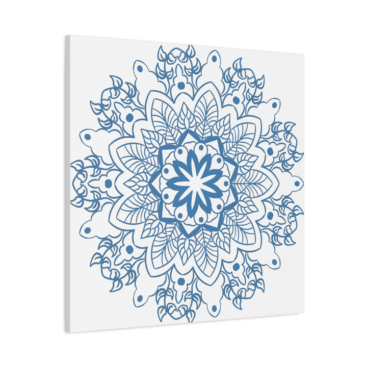 Handmade steel blue mandala design wall art on matte canvas