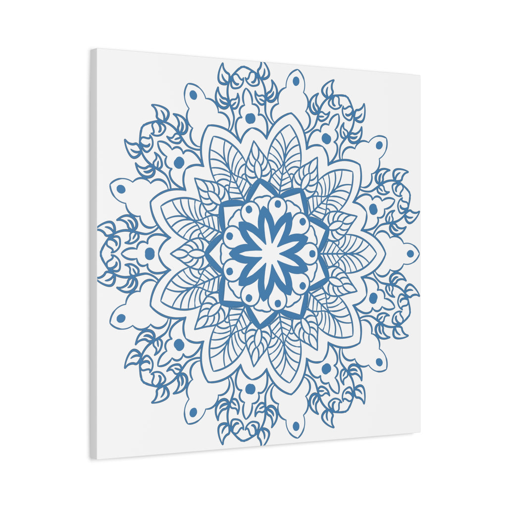 Handmade steel blue mandala design wall art on matte canvas