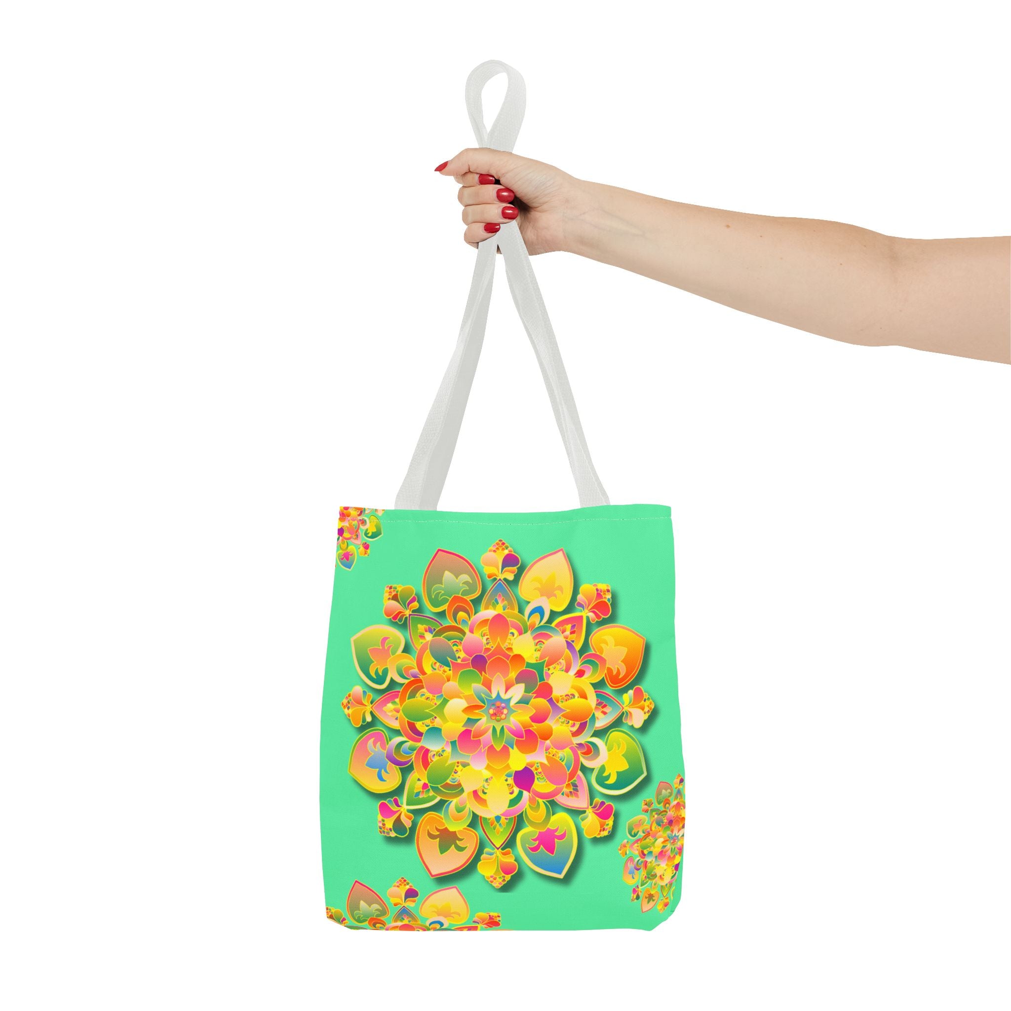 Floral Mandala Tote Bag — Bright Tropical Green All-Over Print