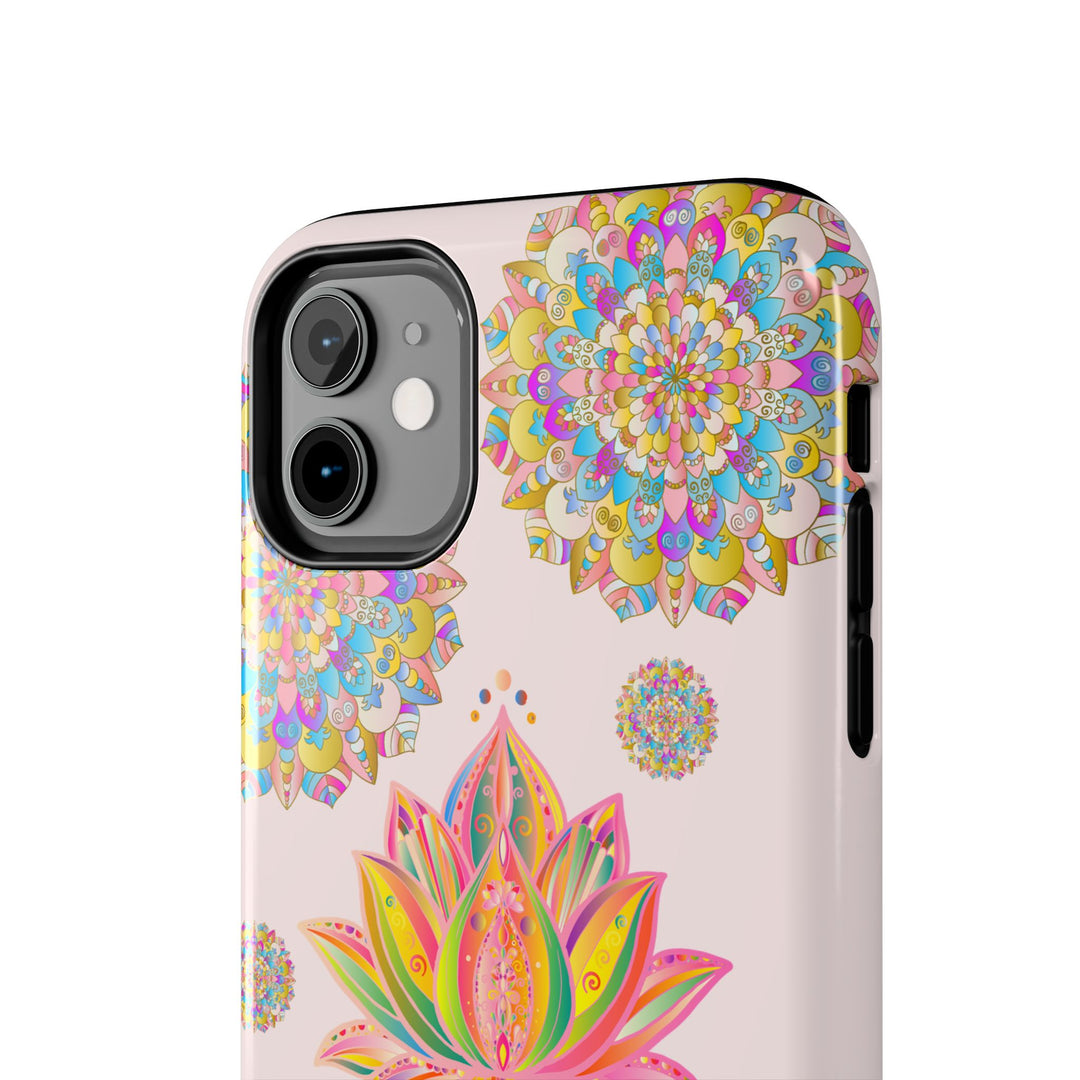 Beautiful light pink lotus flower mandala design phone case for stylish protection