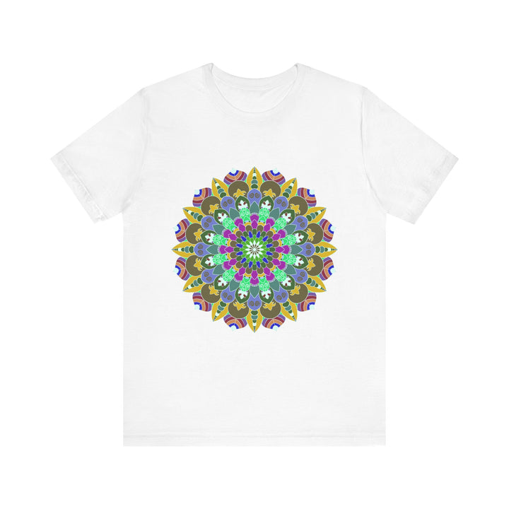 Colorful Mandala Peace T-Shirt - Spiritual Art: A vibrant, intricately designed t-shirt featuring a mandala pattern representing peace and spirituality