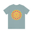 Vibrant mandala tee with intricate design representing peace and harmony