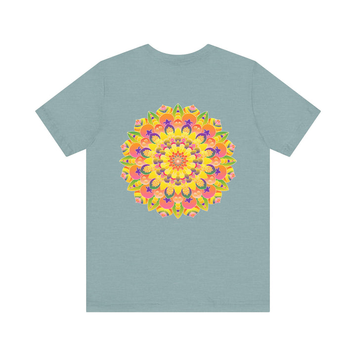 Vibrant mandala tee with intricate design representing peace and harmony