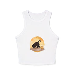 Women's Black Cat & Moon Racerback Tank Top with comfortable fit