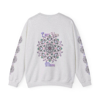 Cozy and stylish unisex crewneck sweatshirt with 'Love You Mom' design