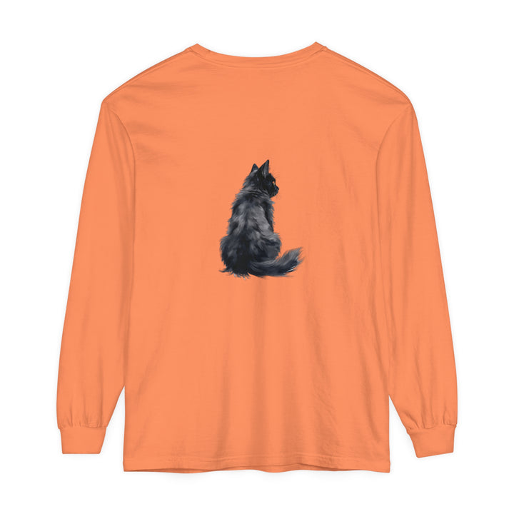 Black Cat Silhouette Unisex Long Sleeve T-Shirt with striking feline design