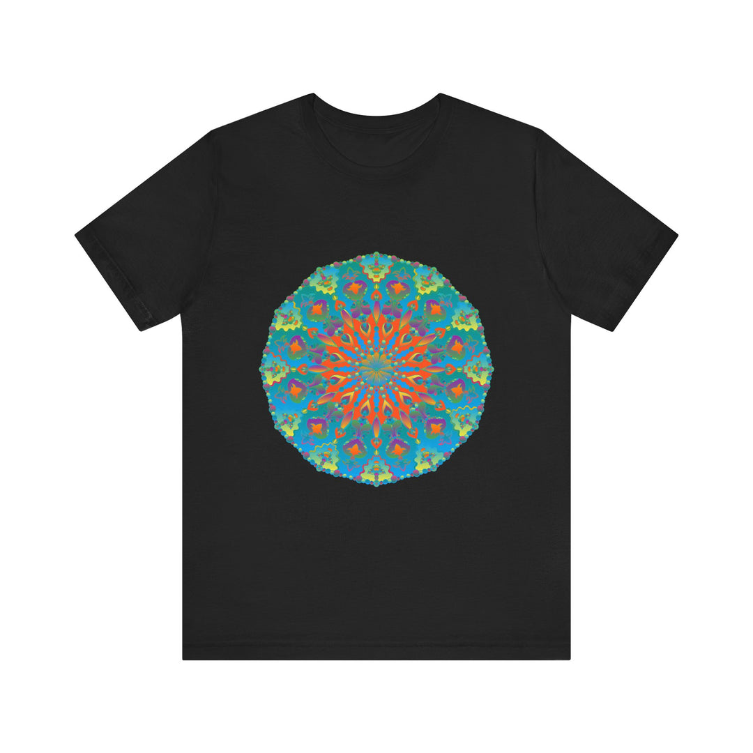 Vibrant and intricate Rainbow Mandala Tee showcasing colorful and detailed design