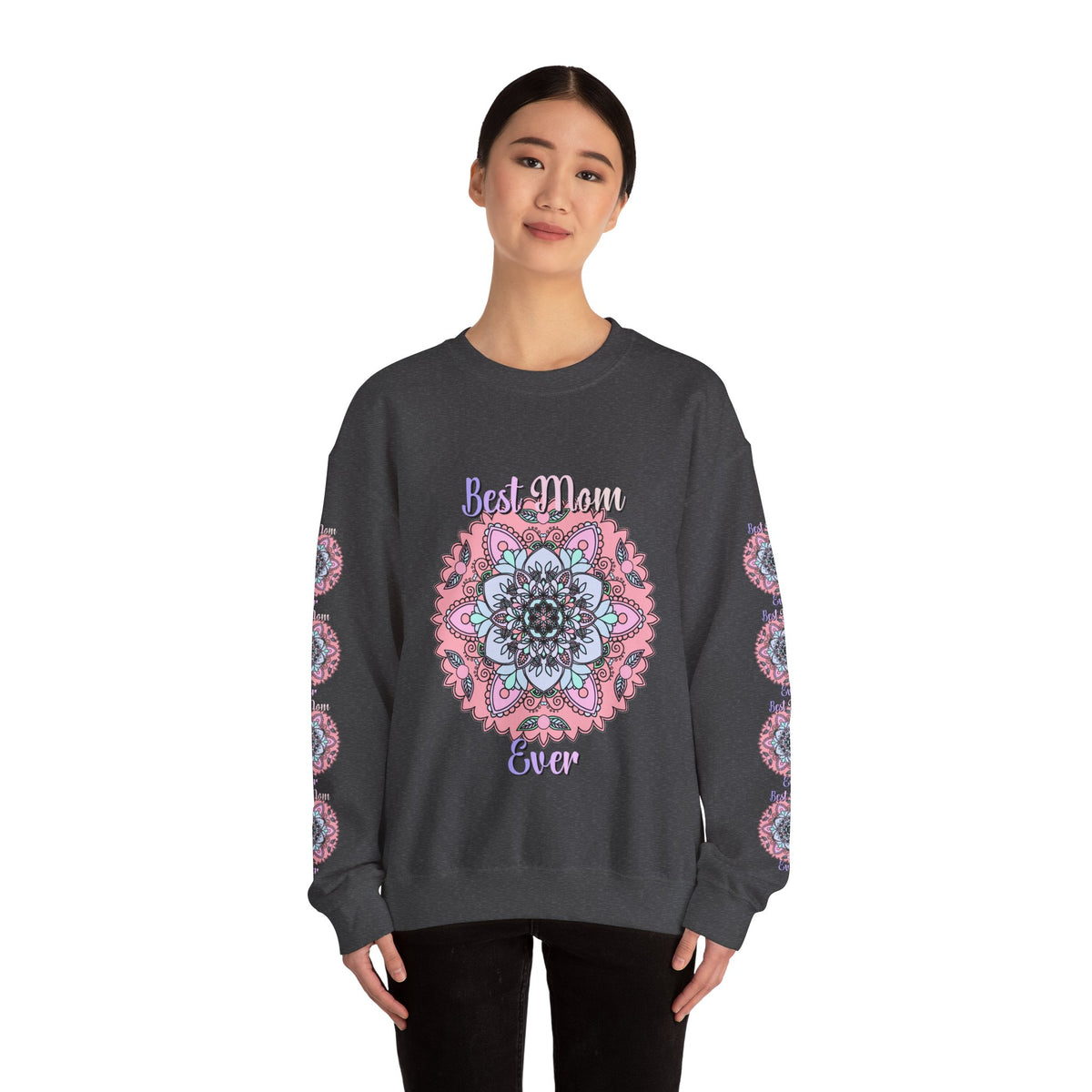 Felpa con stampa Mandala intricata "La mamma migliore di sempre"