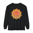 Colorful and intricate mandala design on a unisex long sleeve t-shirt