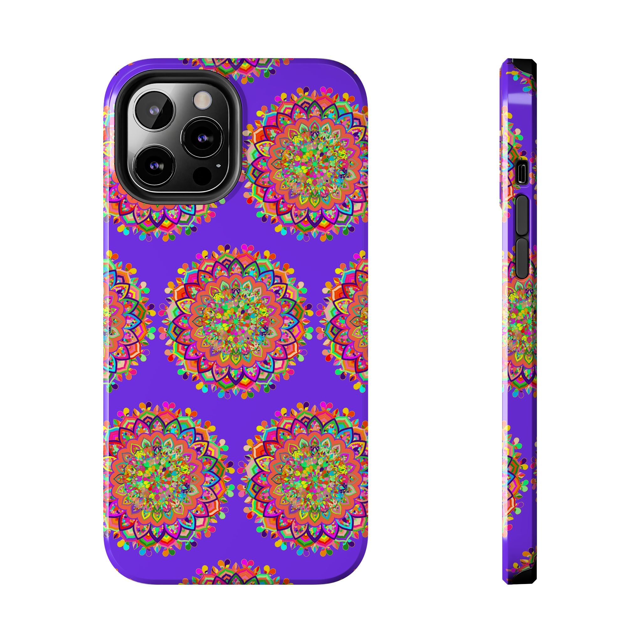 Hand-drawn small purple mandala art phone case designed for iPhone X and XS