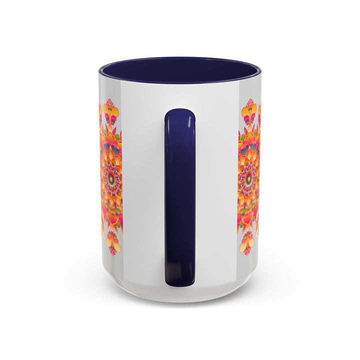 Colorful floral mandala art mug, perfect for enjoying your favorite hot beverage