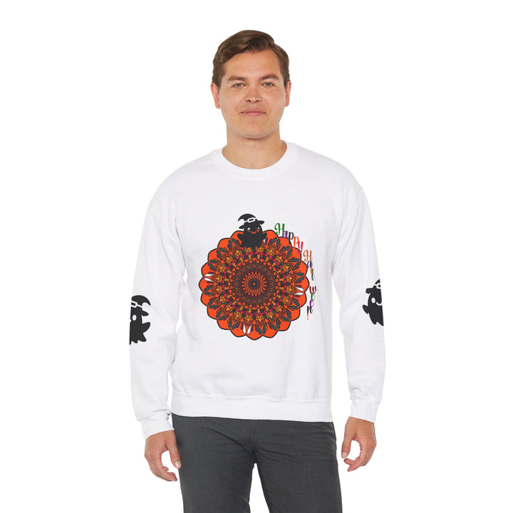 Unisex Heavy Blend™ Crewneck Sweatshirt with Halloween Cute Ghosts Design