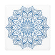 Handmade Mandala Design Wall Art in Steel Blue on Matte Canvas, Stretched and 125 Thick, perfect for adding a pop of color to any room