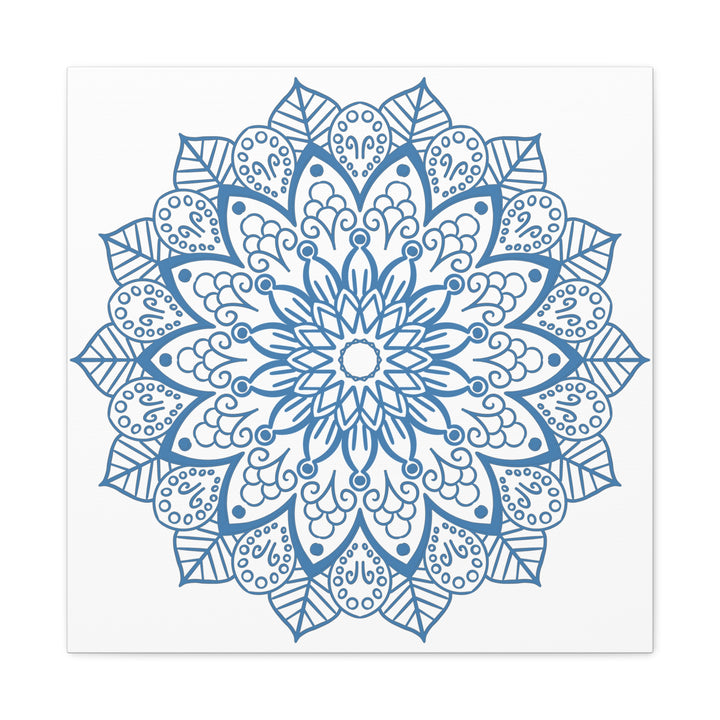 Handmade Mandala Design Wall Art in Steel Blue on Matte Canvas, Stretched and 125 Thick, perfect for adding a pop of color to any room