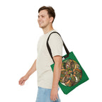 Boho Mandala Tote Bag — Green Floral Pattern AOP Shopper