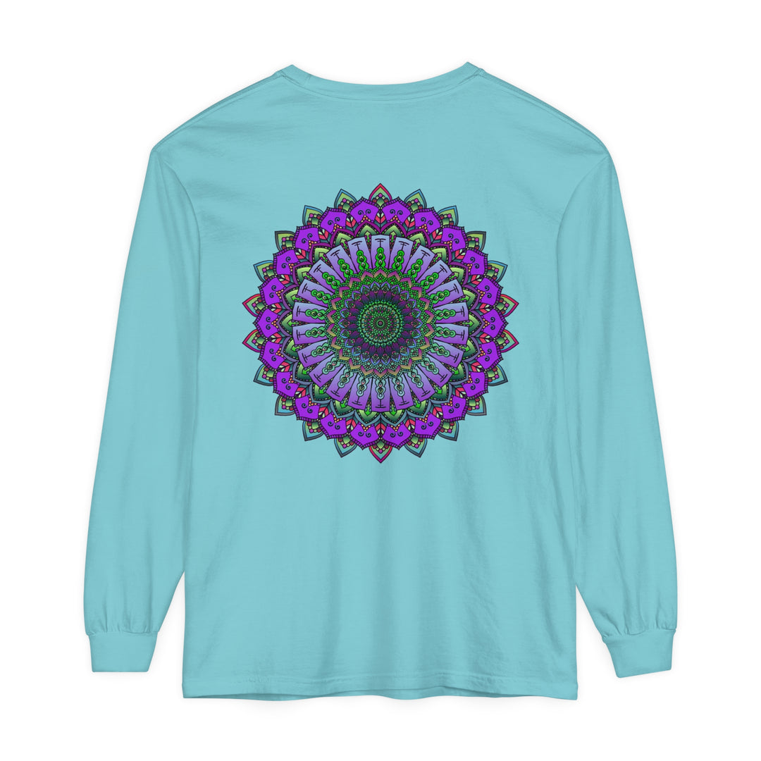 Intricate Mandala Unisex Long Sleeve T-Shirt in vibrant colors and intricate design