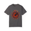 Halloween Mandala T-shirt featuring a hand-drawn pumpkin mandala design