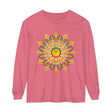 Vibrant and intricate psychedelic mandala design printed on a long sleeve t-shirt