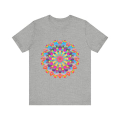 Colorful mandala flower t-shirt featuring vibrant psychedelic art design