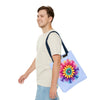 Colorful Rainbow Mandala Tote Bag with intricate design and sturdy straps