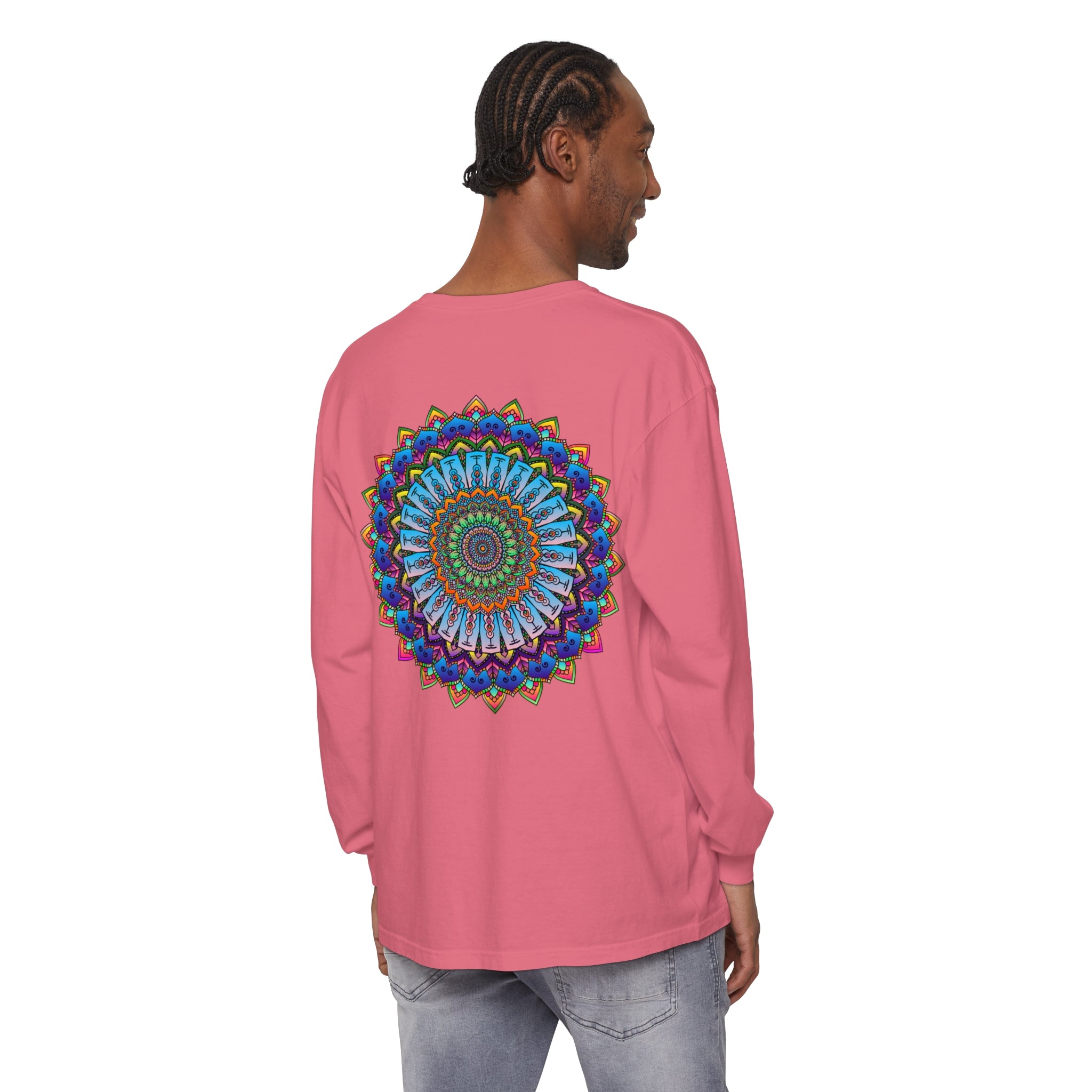 Colorful and intricate mandala design long sleeve t-shirt for men and women