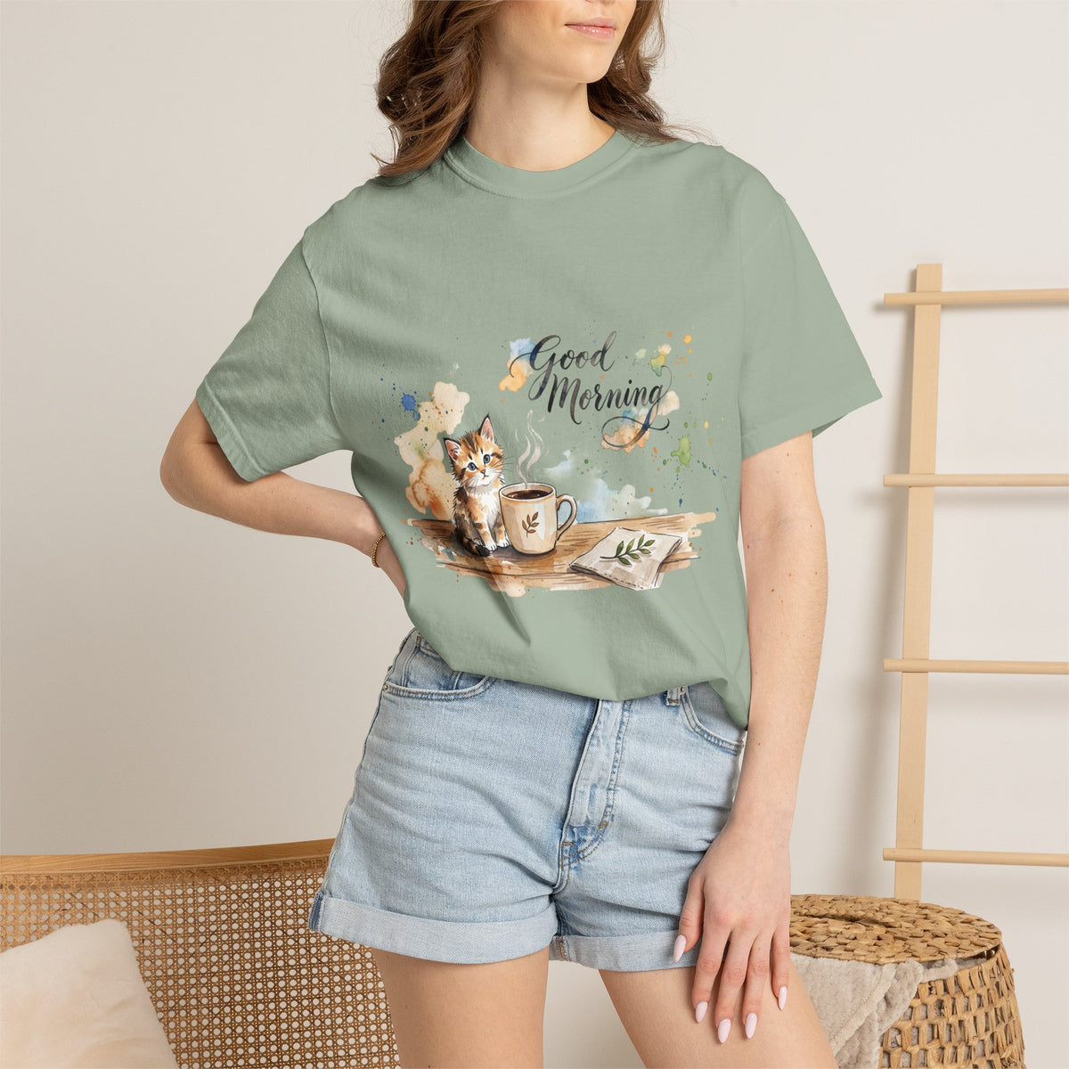 Good Morning Cat T-Shirt | Ultra-Soft Cotton Graphic Tee