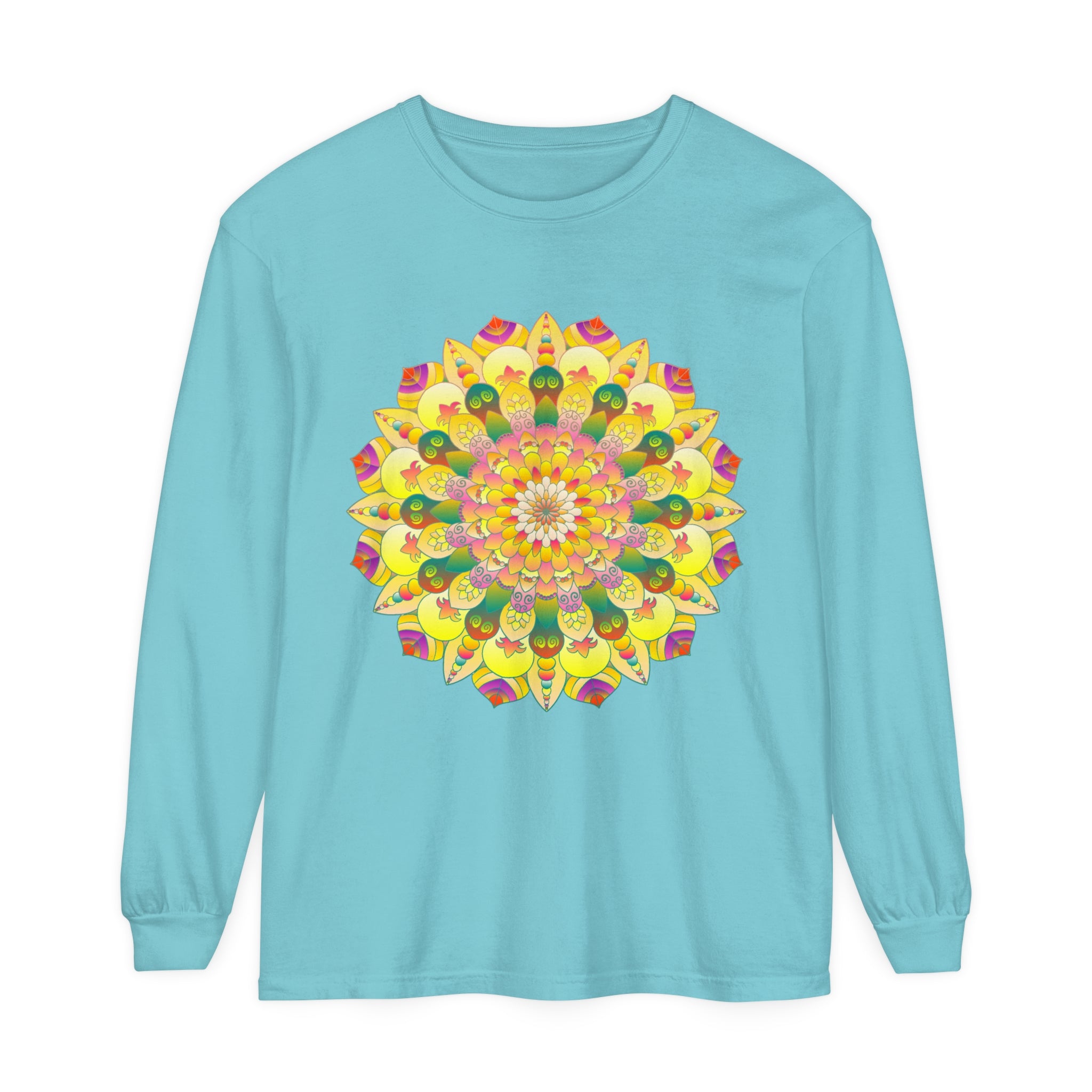 Colorful and intricate mandala design long sleeve t-shirt for both men and women