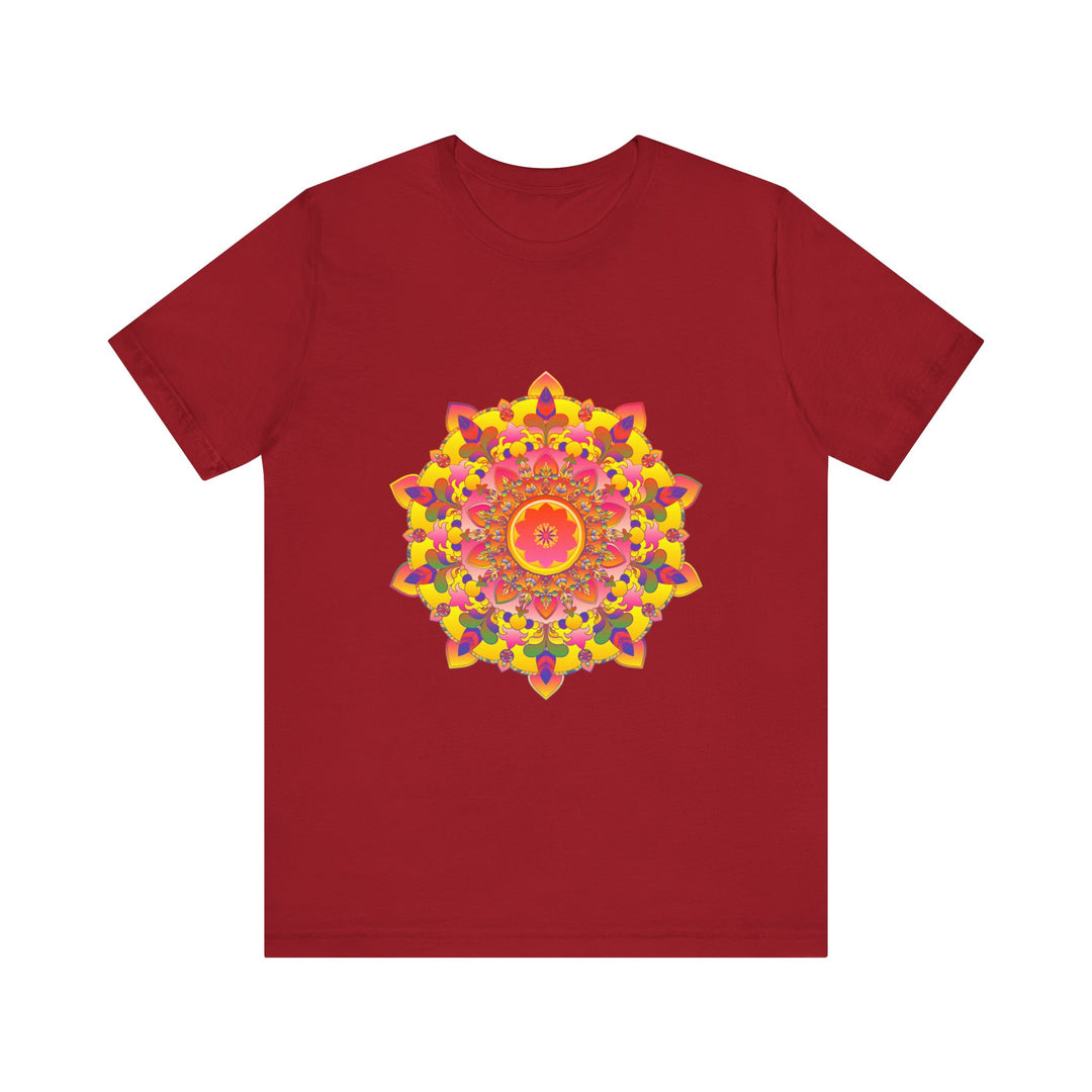 Colorful, intricate mandala design tee shirt with spiritual art vibes