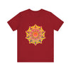 Colorful, intricate mandala design tee shirt with spiritual art vibes