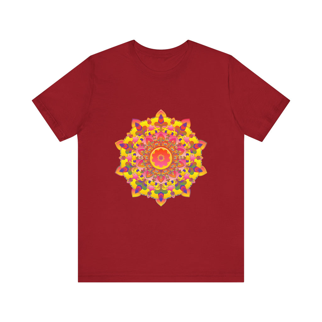 Colorful, intricate mandala design tee shirt with spiritual art vibes