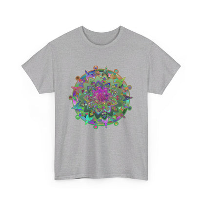 Beautiful and vibrant mandala design printed on white tshirt