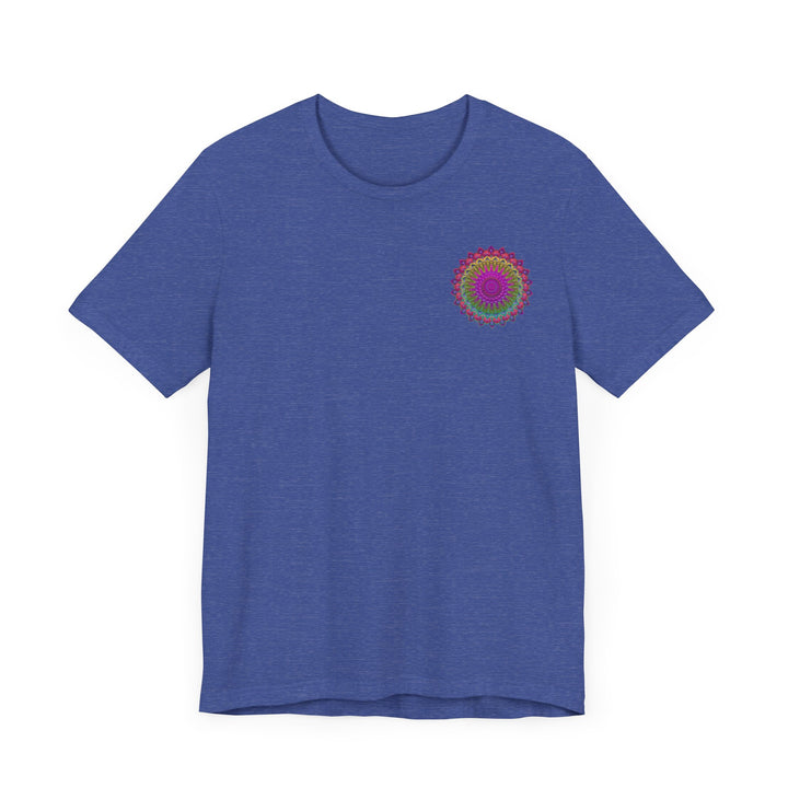 Vibrant Mandala Tee - Spiritual Peace & Harmony: a colorful, intricately patterned t-shirt representing calm, balance, and tranquility, perfect for yoga and meditation