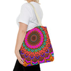 Colorful Mandala Tote Bag – Boho Psychedelic All-Over Print
