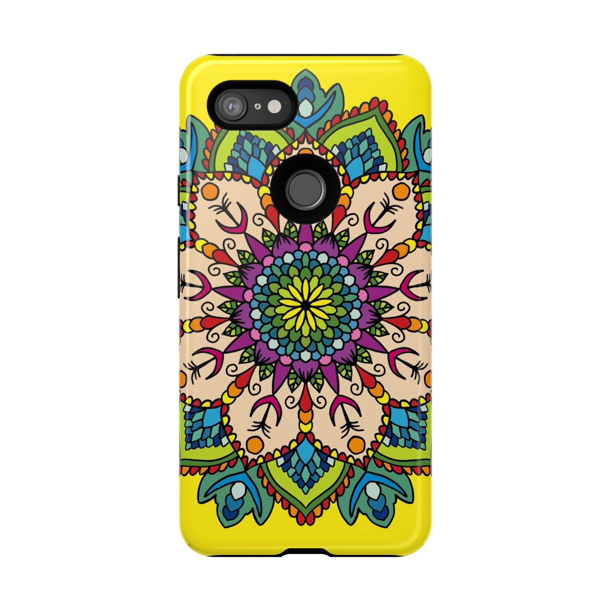 Gelbe Handyhülle mit aufwendigem Blumenmuster für starken Schutz und Stil