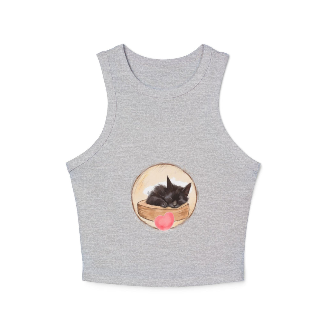 Sleepy kitten tank top with cute cat design in pastel colors