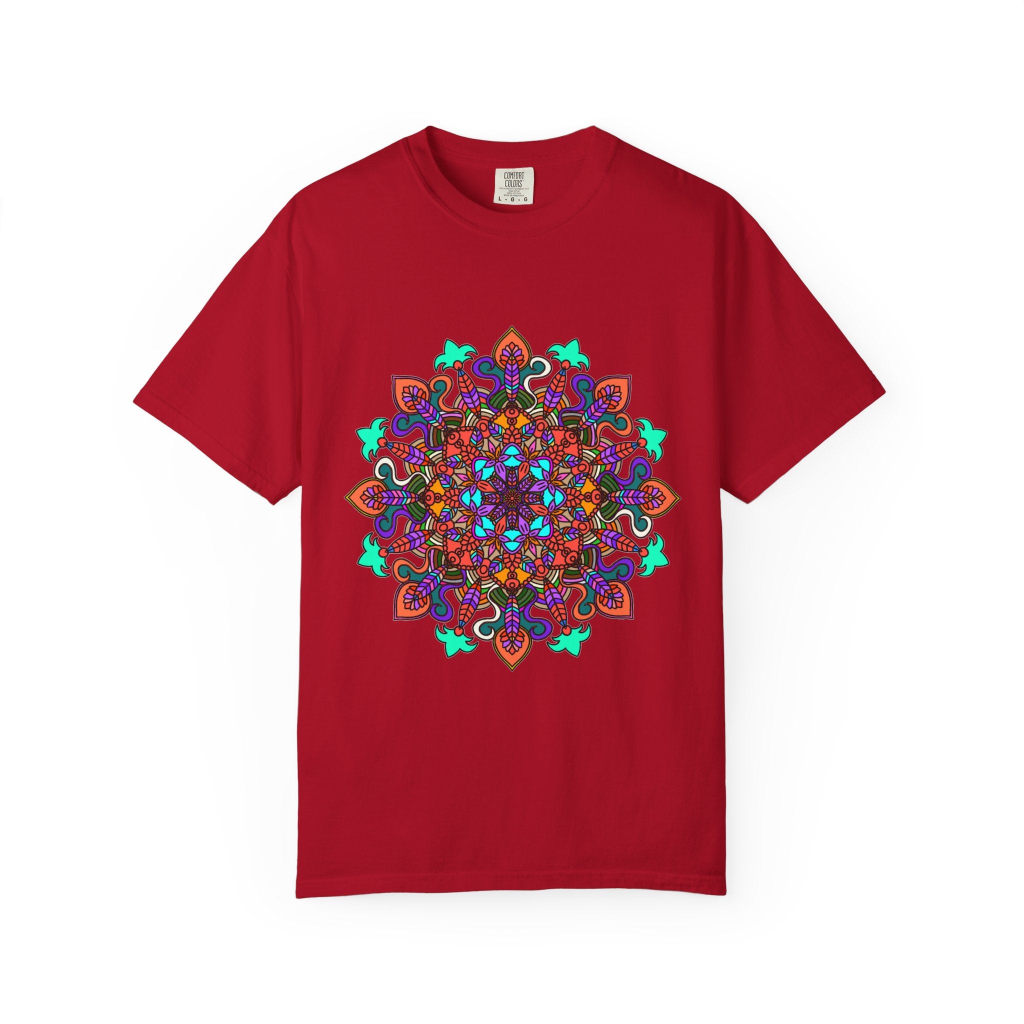 T-shirt con disegno mandala fatto a mano - 100% cotone