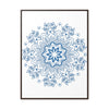 Handmade steel blue mandala design wall art on gallery canvas wraps, vertical frame