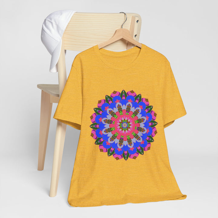 Vibrant and intricate geometric mandala design T-shirt in various colors