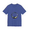 Black Cat Moon Tee - Whimsical Style: A black t-shirt featuring a mystical black cat sitting on a crescent moon under the night sky