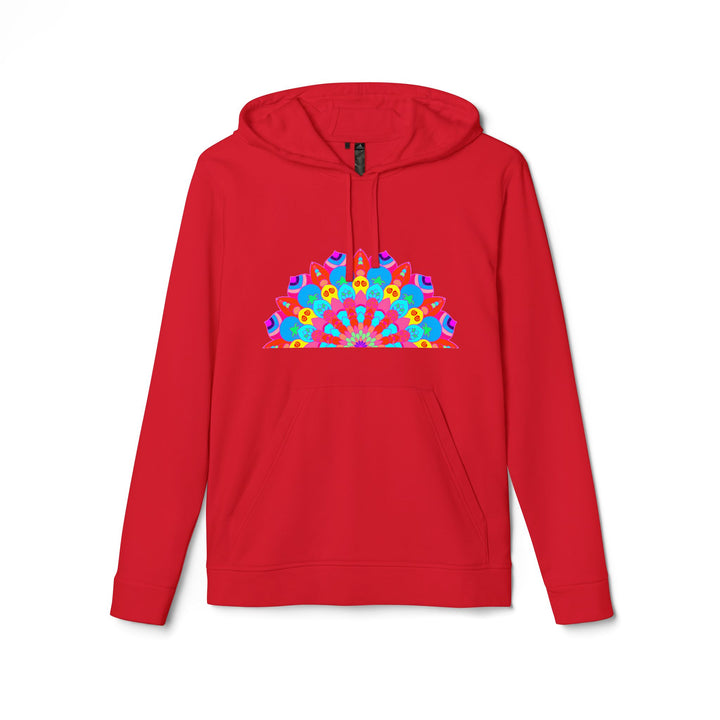 Blululi Adidas Mandala Fleece Hoodie featuring a vibrant mandala design and cozy fleece material, perfect for staying warm and stylish during outdoor activities