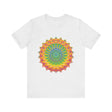 A colorful and intricate mandala design adorns the Vibrant Mandala Tee, showcasing beautiful artistry and attention to detail