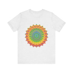A colorful and intricate mandala design adorns the Vibrant Mandala Tee, showcasing beautiful artistry and attention to detail
