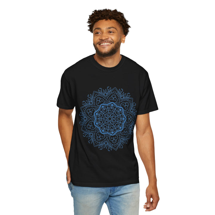 Handmade Mandala Art Tshirt - Unisex Garment-Dyed Tee, colorful, intricate design on soft, comfortable cotton shirt