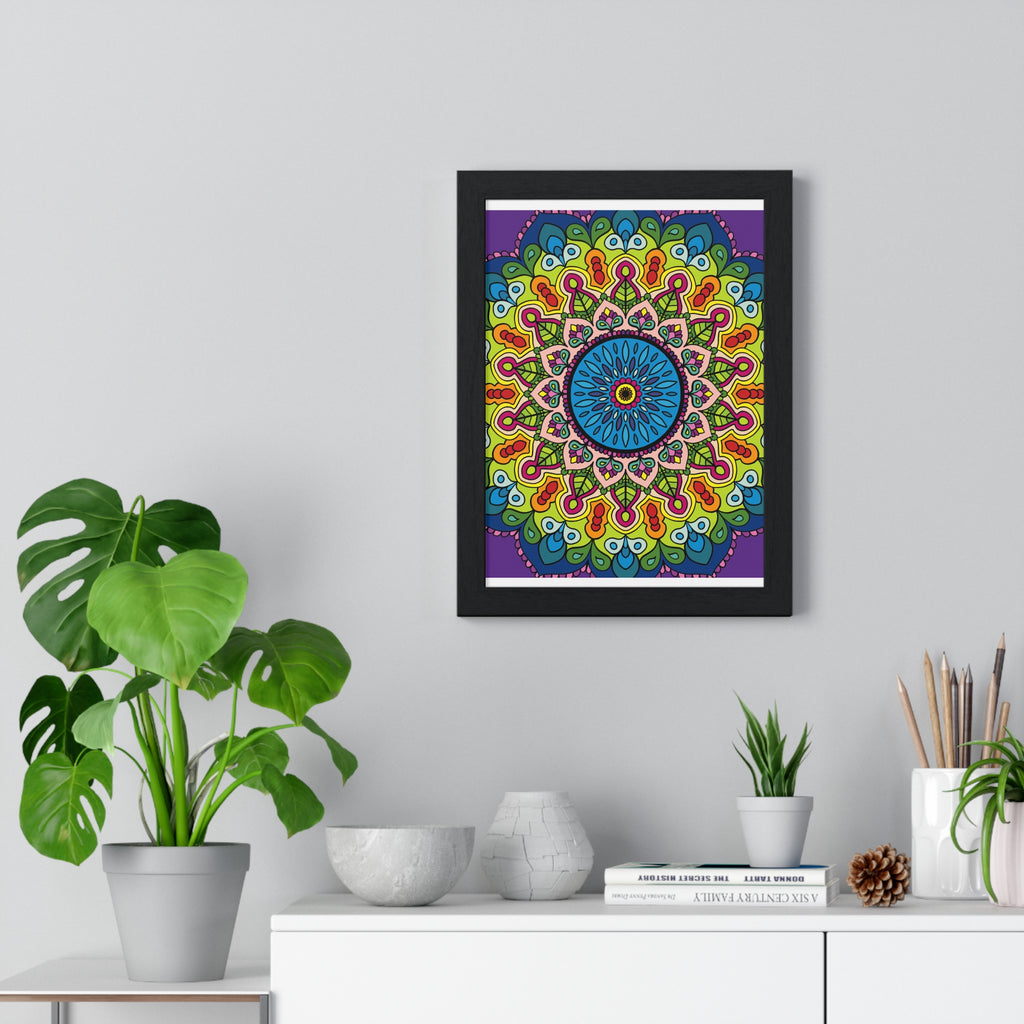 Vertical framed poster featuring a hand-drawn mandala art, perfect for mindfulness and yoga enthusiasts